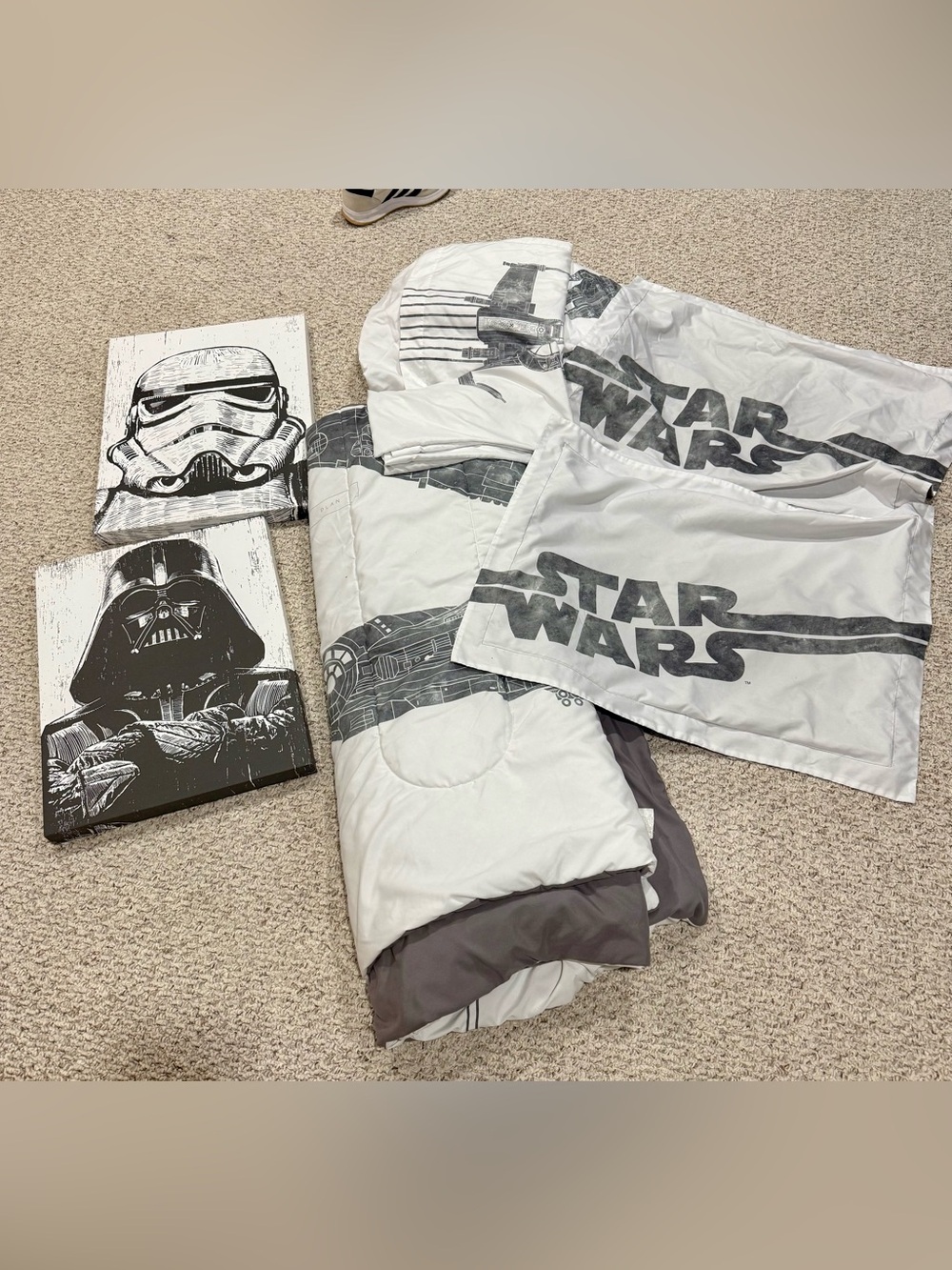 Star Wars White and Gray Comforter Set with Iconic Logo